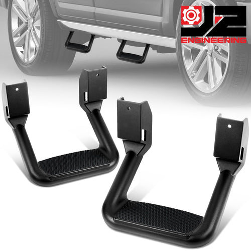 J2 Engineering 2pc Black Powder Coated Cast Aluminum Non-Slip Hoop Side Assit Pickup Step Bar