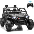 Joyracer 24 Volt Ride on Toys , 4WD 2-Seater Power Car Wheels, Electric Car for Kids with Remote Control, Music & Bluetooth, LED Lights, Rear Storage Box, Black