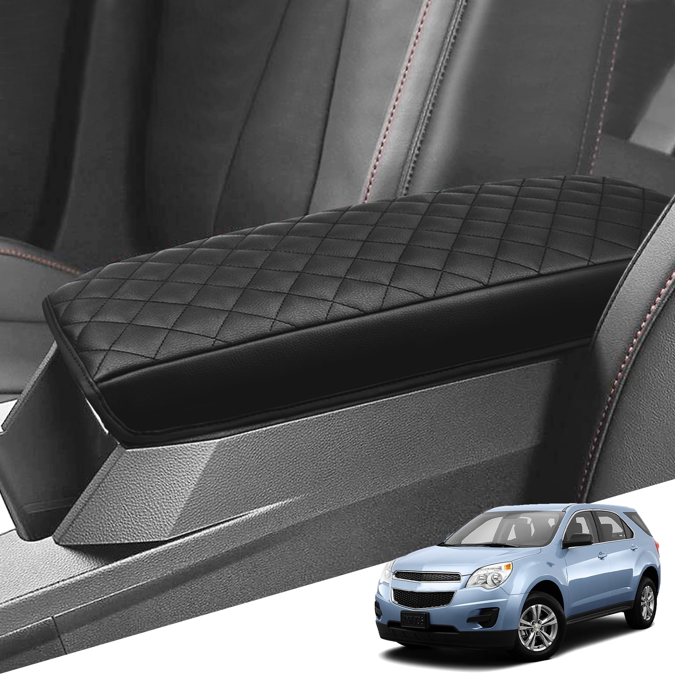 KBH Center Console Cover for 2010-2017 Chevy Equinox & GMC Terrain, Car Armrest Cover for Interior Accessories, Anti Scratch Leather Arm Rest Cushion Pad, Black