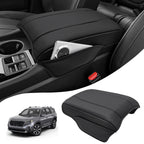 KBH Center Console Cover for 2023-2026 Honda Pilot Accessorie, 2024 2025 2026 Honda Ridgeline/Passport Armrest Cover with Side Pockets, Black Leather Middle Console Lid Protector