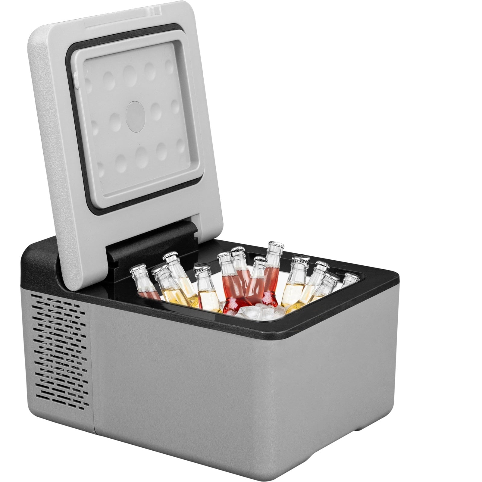 KFFKFF 12V Car Refrigerator 10QT, Portable Electric Cooler & Freezer with DC/AC, -4℉~68℉, Compact Fridge for Outdoor Camping Travel RV Truck Gray