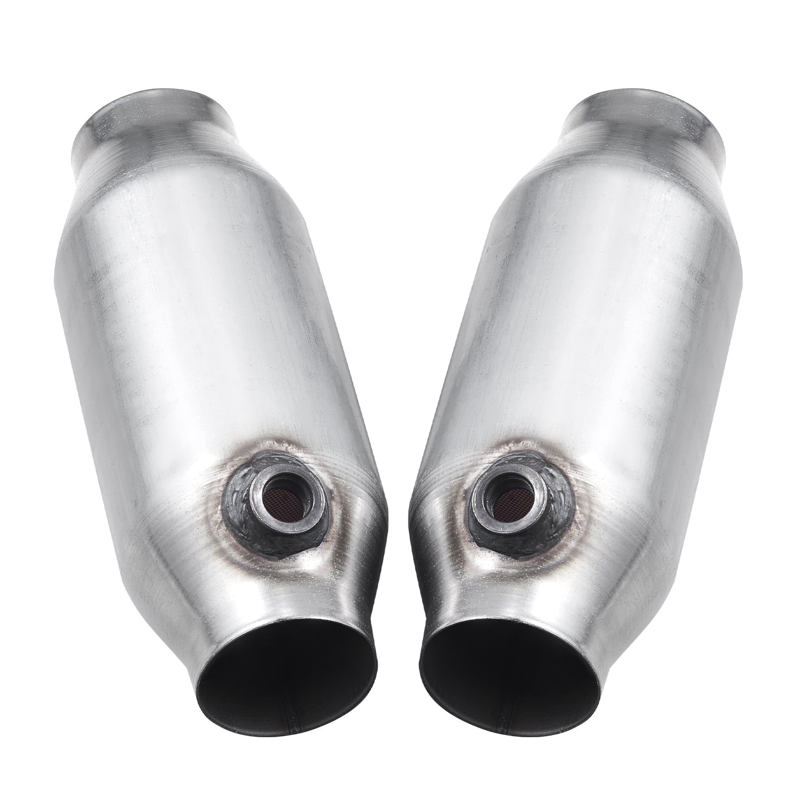 KFFKFF Universal Catalytic Converter, 2.5-Inch Inlet/Outlet, 2-Pack High-Flow Car Converter with O2 Port, Direct Fit Replacement, Durable Stainless Steel for Efficient Exhaust Gas Processing