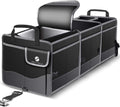 Large Trunk Organizer with Insulated Leakproof Cooler, Collapsible Trunk Organizer for Groceries with Non Slip Bottom Strips, Car Trunk Organizer for Vehicle Sedan, Suv, Truck,Van