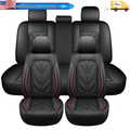Leather Car Seat Cover Set PU 5-Seats Full-Coverage Front and Rear Seat Protectors for Toyota Camry Black