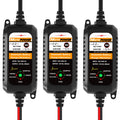 MOTOPOWER 12V 800mA Fully Automatic Battery Charger Battery Maintainer Trickle Charger - 3 Pack