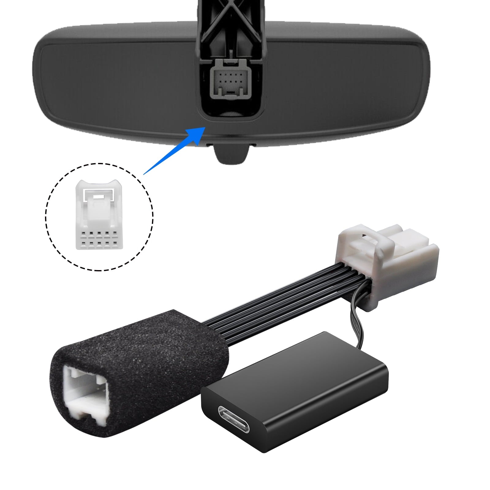 Mangoal Dashcam Power Adapter for Chrysler 10-Pin (Model A) for Jeep Ram Dodge Chrysler Grand Cherokee etc, Hide The Wires, Connect Rearview Mirror Plug (Hidden)