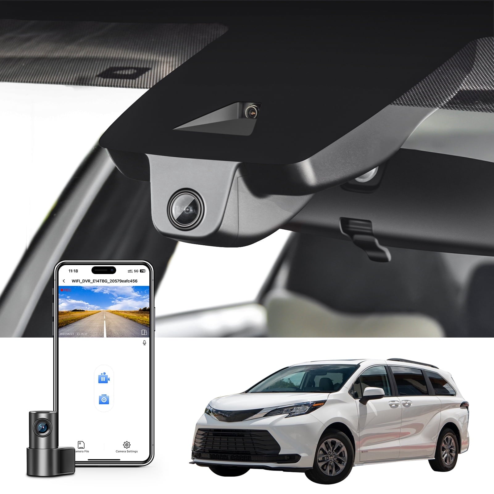 Mangoal Front 4K and Rear 1080p Dash Cam Starvis Sensor Custom fit for Toyota Sienna Gen4 XL40 2021-2026, LE Limited XLE Platinum etc, Integrated OEM Look,GPS,128GB Card