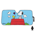 Peanuts Snoopy & Woodstock Auto Sunshade with Little Tree Air Freshener – Universal Fit Windshield Protector for Cars, Trucks & SUVs – Keeps Vehicle Cool & Fresh