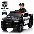 12V Police Car Ride on, SHINPT RAM1500 RHO Kids Powered Electric Car for Kids with Parent Remote Control, 4 Wheels Spring Suspension, LED Lights, Bluetooth Music, Toddler Ride on Toy for Ages 3-8