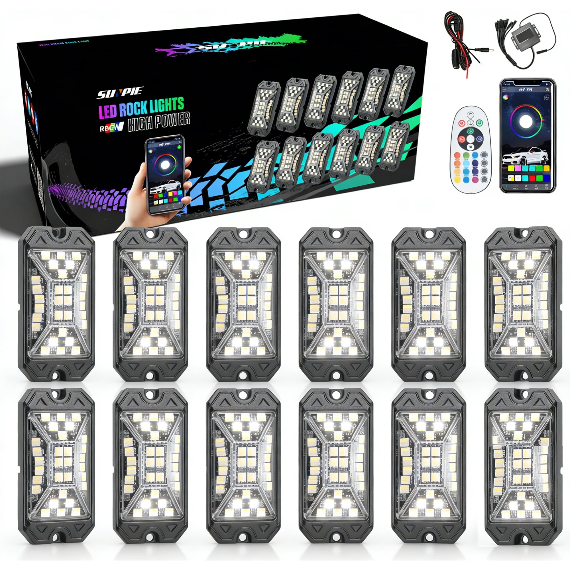 RGB Underbody Car Lights 4 Pods Music Sync Atmosphere Lights Suitable for Off-Road Vehicles