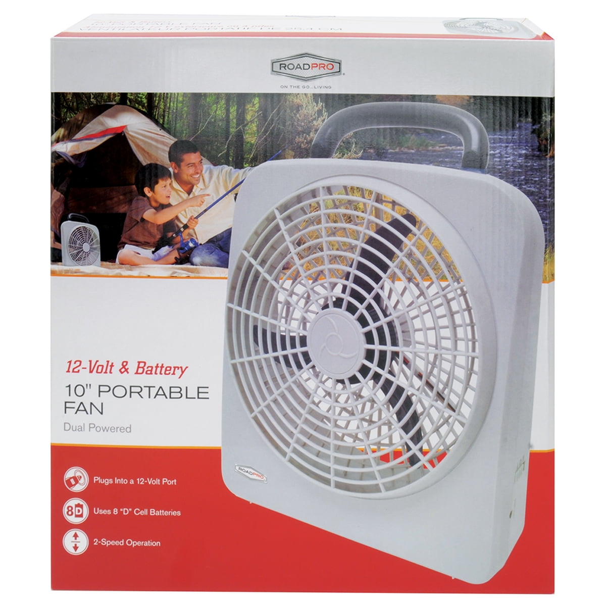 RoadPro Dual Power 12 Volt Plug In Car and RV 10 Inch 2 Speed Portable Fan