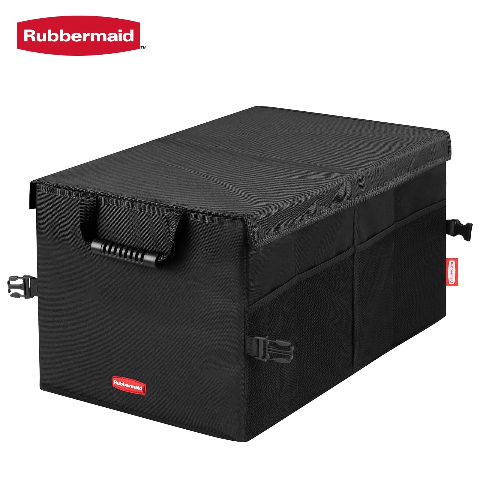 Rubbermaid Trunk Organizer – Heavy-Duty, Collapsible Storage Bin Multiple Compartments,Foldable Car Organization for Cars, Trucks, and SUV, Black