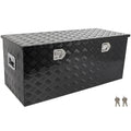 SCITOO 44 Inch Aluminum Truck Bed Tool Box,Heavy Duty Diamond Plate Trailer Tool Box with Lock Keys,Tool Storage Organizer Chest for Pick up,Truck Bed,ATV,RV TrailerWaterproof Black 44X18X18