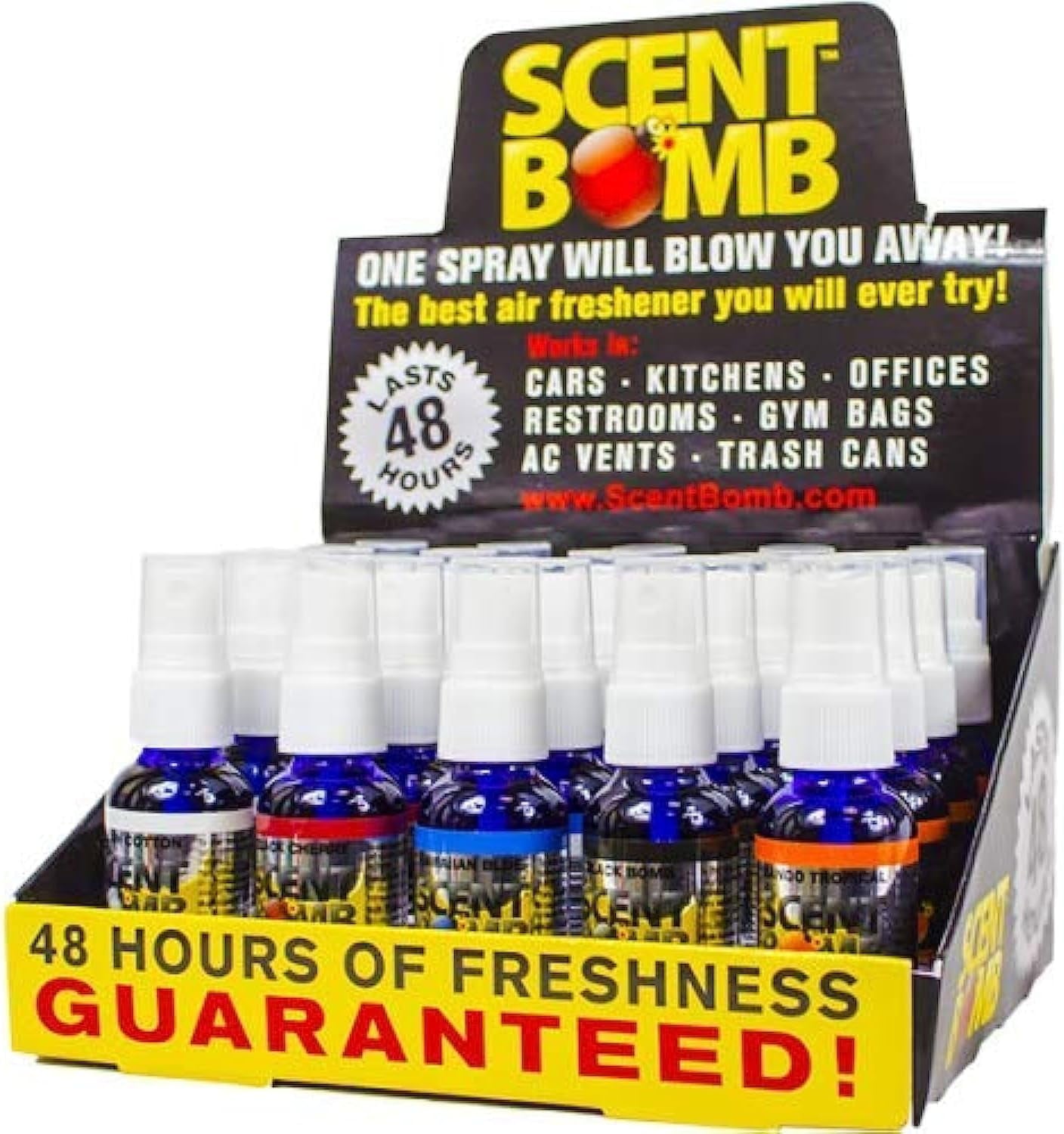 Scent Bomb Air Freshener Display Case with 5 Assorted Fragrance (20 Pack)