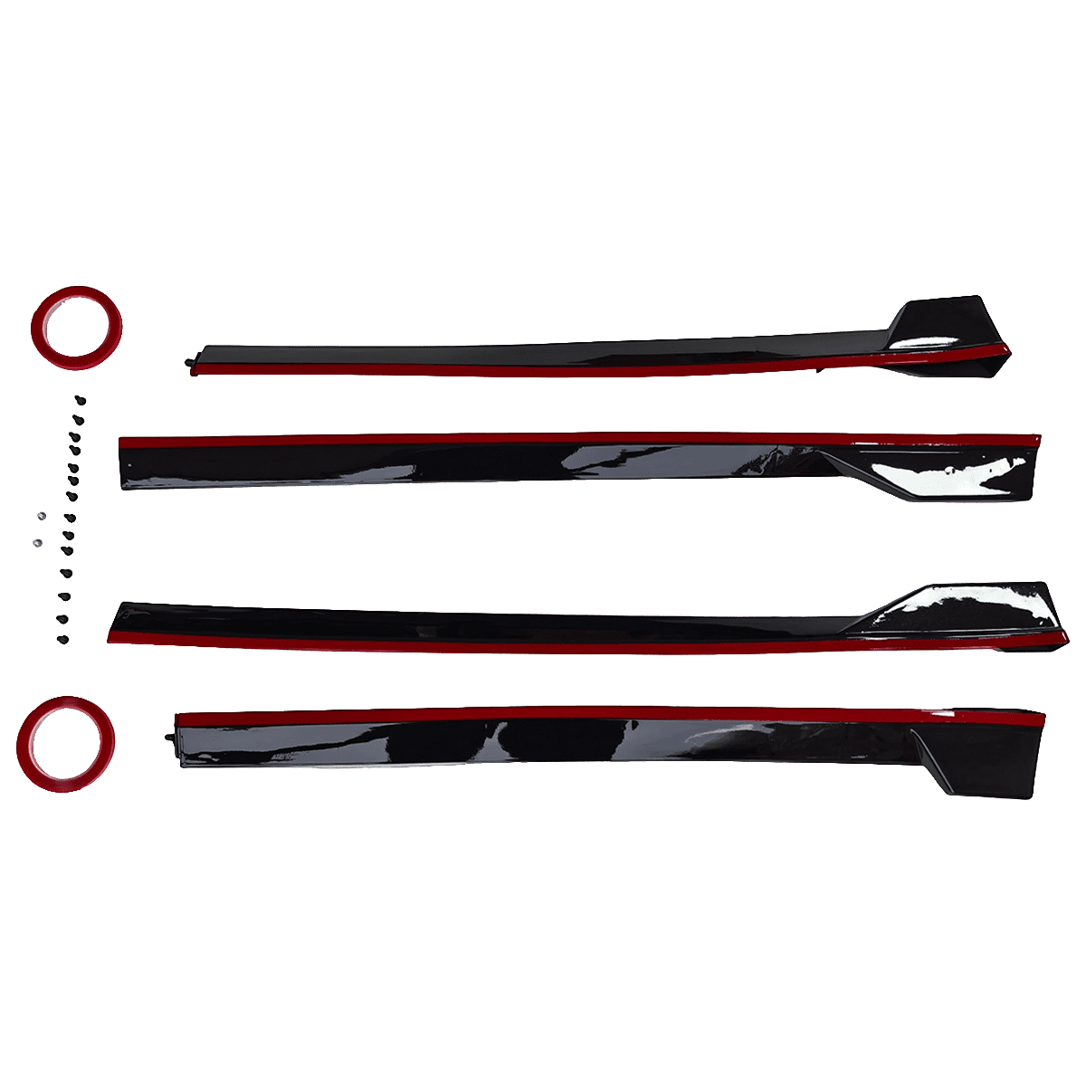 Side Skirt Extension Gloss Black w/ Red Line for 2018-2024 Toyota Camry SE XSE Trim