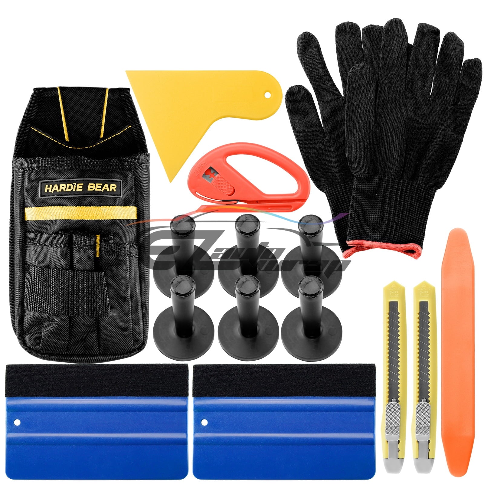 Standard Professional Tools Kit Car Vinyl Wrap Window Tint Film Application Blue Squeegee With felt Tool Bag Razor Wrapping Gloves 6 Magnets Pouch Combo Set TK10