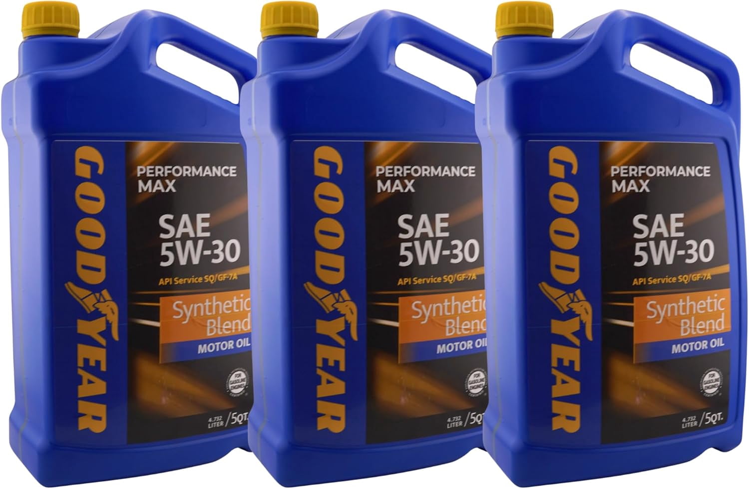 Synthetic Blend Motor Oil SAE 5W-30 – Goodyear Performance Max – API SQ/ILSAC GF-7A – 5 Quart (Case of 3)