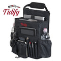Tidify Car Seat Organizer with Velcro Sleeve, Stabilizing Straps, Front seat Storage Pockets for Laptop and Bottle Holders