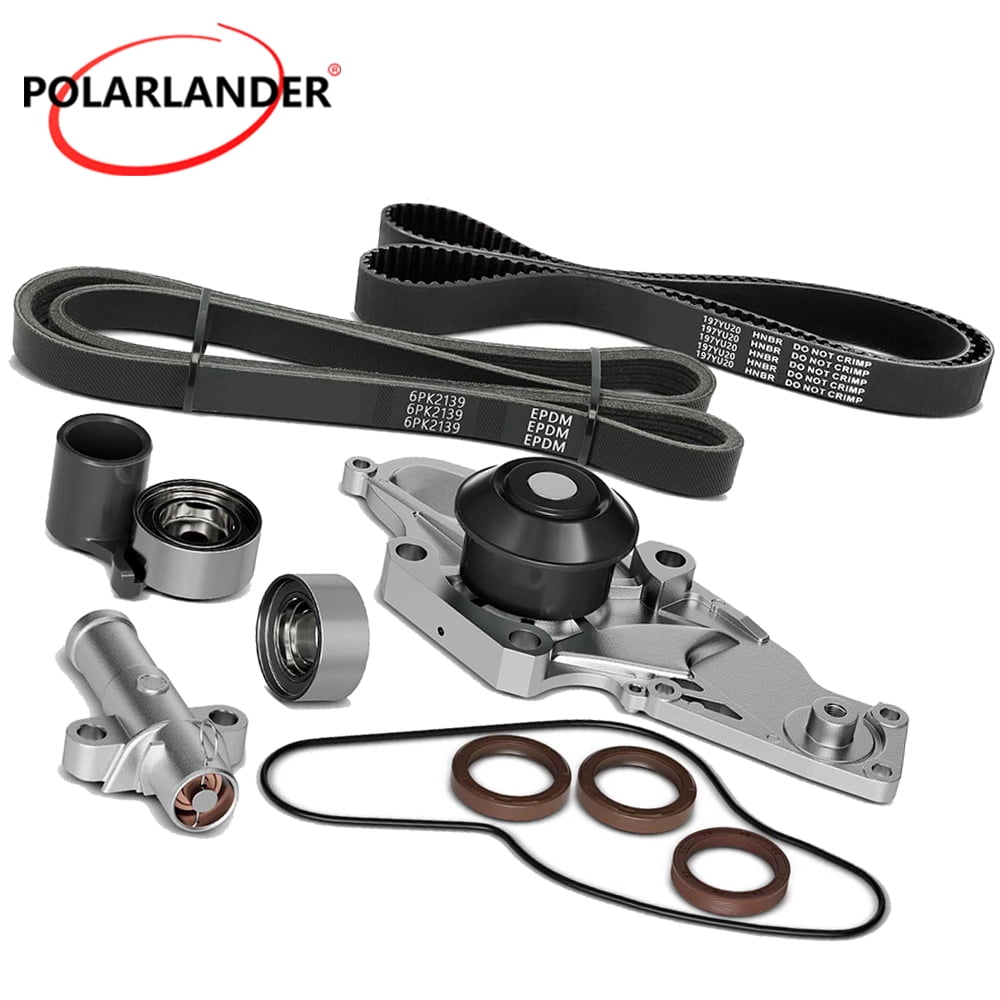 Timing Belt and Water Pump Kit - Compatible with 2003-2018 Honda Accord Crosstour Pilot Odyssey Ridgeline Acura MDX RDX RL TL TSX ZDX Saturn Vue 3.0L 3.2L 3.5L 3.7L V6 2004 2005 2006 2007 2008 2009