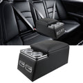 Universal Truck Seat Organizer with Cup Holders, Rear Bench Seat Center Consoles with Armrest Middle Storage Box, Padded Top Lid for Armrest, Black