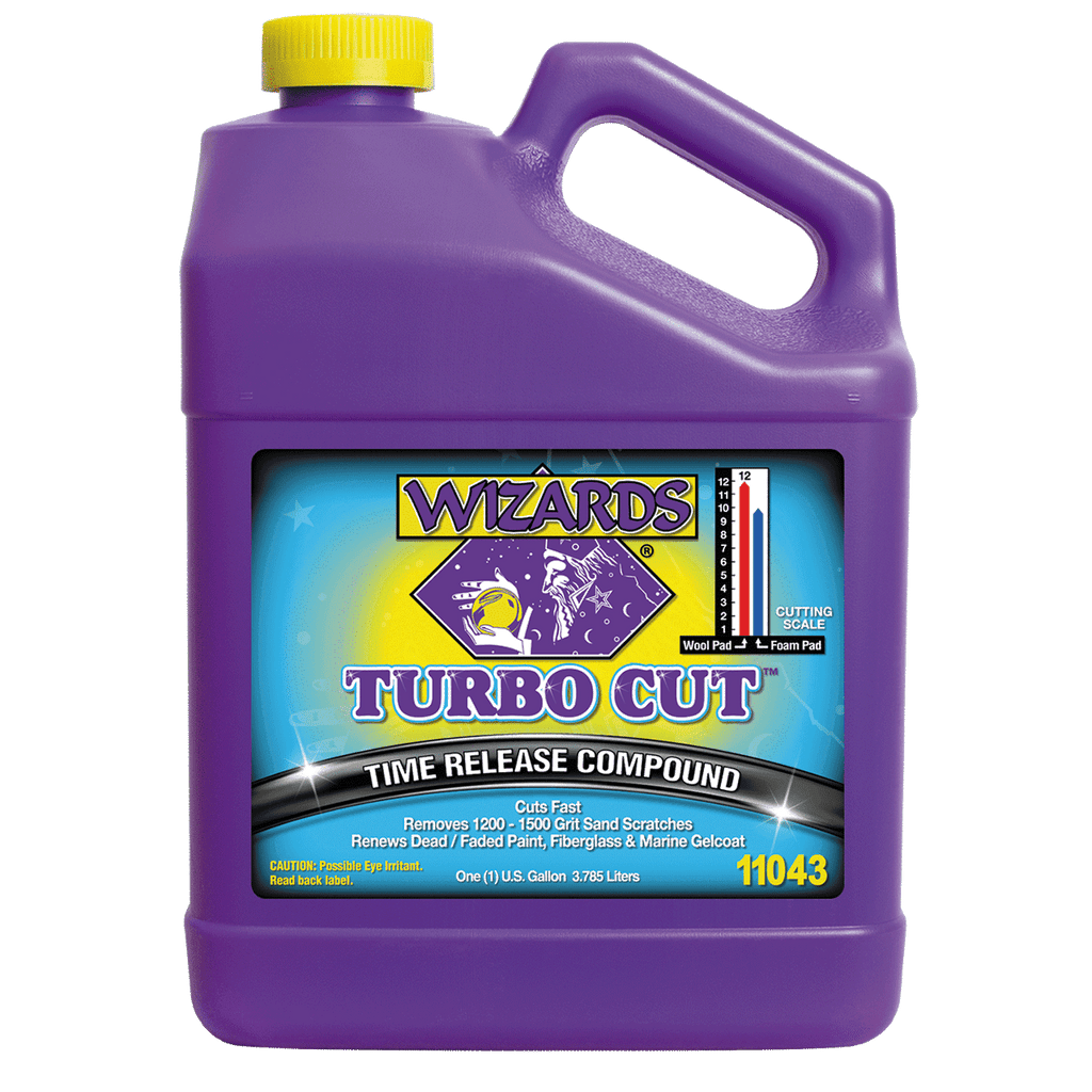 Wizards Turbo Cut Compound – 1 Gallon | Fast-Cutting, Water-Based Scratch Remover for 1200–1500 Grit | Restores Paint, Gelcoat & Fiberglass | No Wax or Silicone