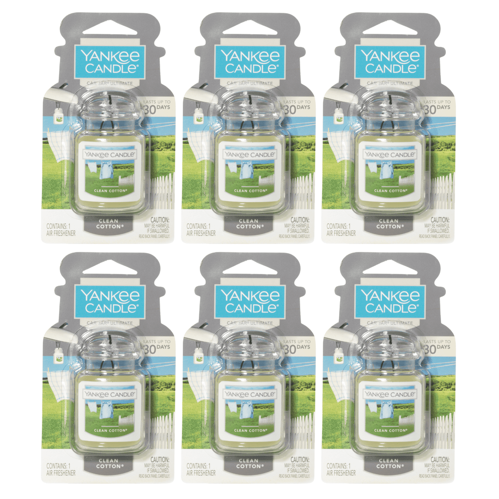 Yankee Candle Car Jar Ultimate, Clean Cotton, 0.96 oz (Pack of 6)