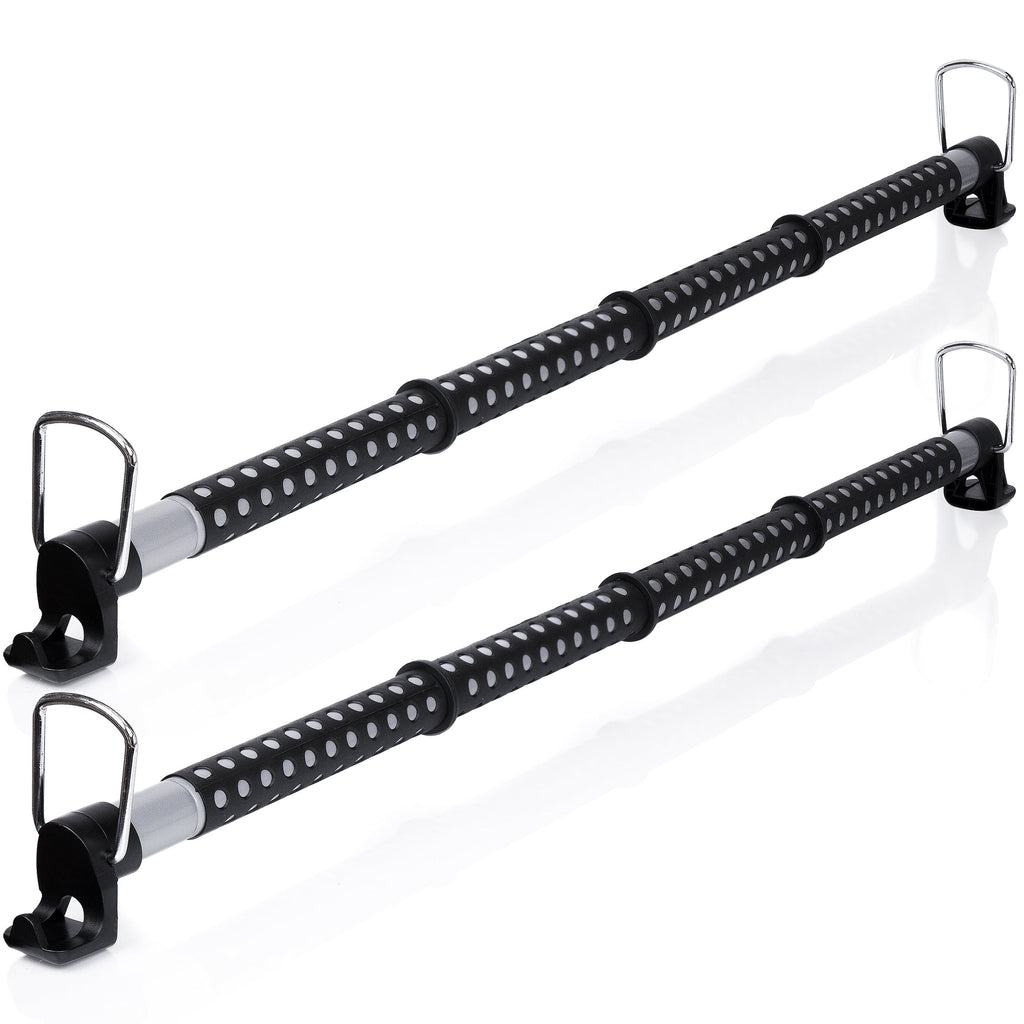 Zone Tech Expandable Clothes Bar Car Hanger Rod 2-Piece Heavy Duty Black Retractable Rubber Grip Vehicle Hanger Clothes Bar for Travel Expandable 34” to 62”