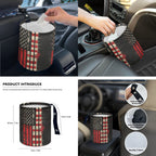 Jeiento American Honoring Firefighter Flags Car Front Back Seat Covers 14 PCS Set with Steering Wheel Cover Seatbelt Pad Trash Can Armrest Cover Rearview Mirror Cover Handbrake Cover Set Coasters