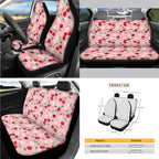Yuyamidu 14 PCS Cherry Car Seat Covers Set with Steering Wheel Cover Daisy Seat Belt Covers Trash Bin Rear View Mirror Cover Pink Car Armrest Cover Cushion Coasters Gear Shift Knob Cover