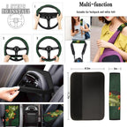 Jeiento Funny Frog Car Accessories Sets with Car Seat Cover Protector Car Floor Mats Auto Steering Wheel Cover Car Armrest Cover Seat Belt Pads Cup Coasters Keychains Lipstick Holder 17 Pack