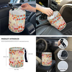 Yuyamidu Tulip Car Seat Covers Set with Steering Wheel Cover Seat Belt Covers Trash Bin Rear View Mirror Cover Butterfly Car Armrest Cover Cushion Coasters Gear Shift Knob Cover for Women, 14 PCS