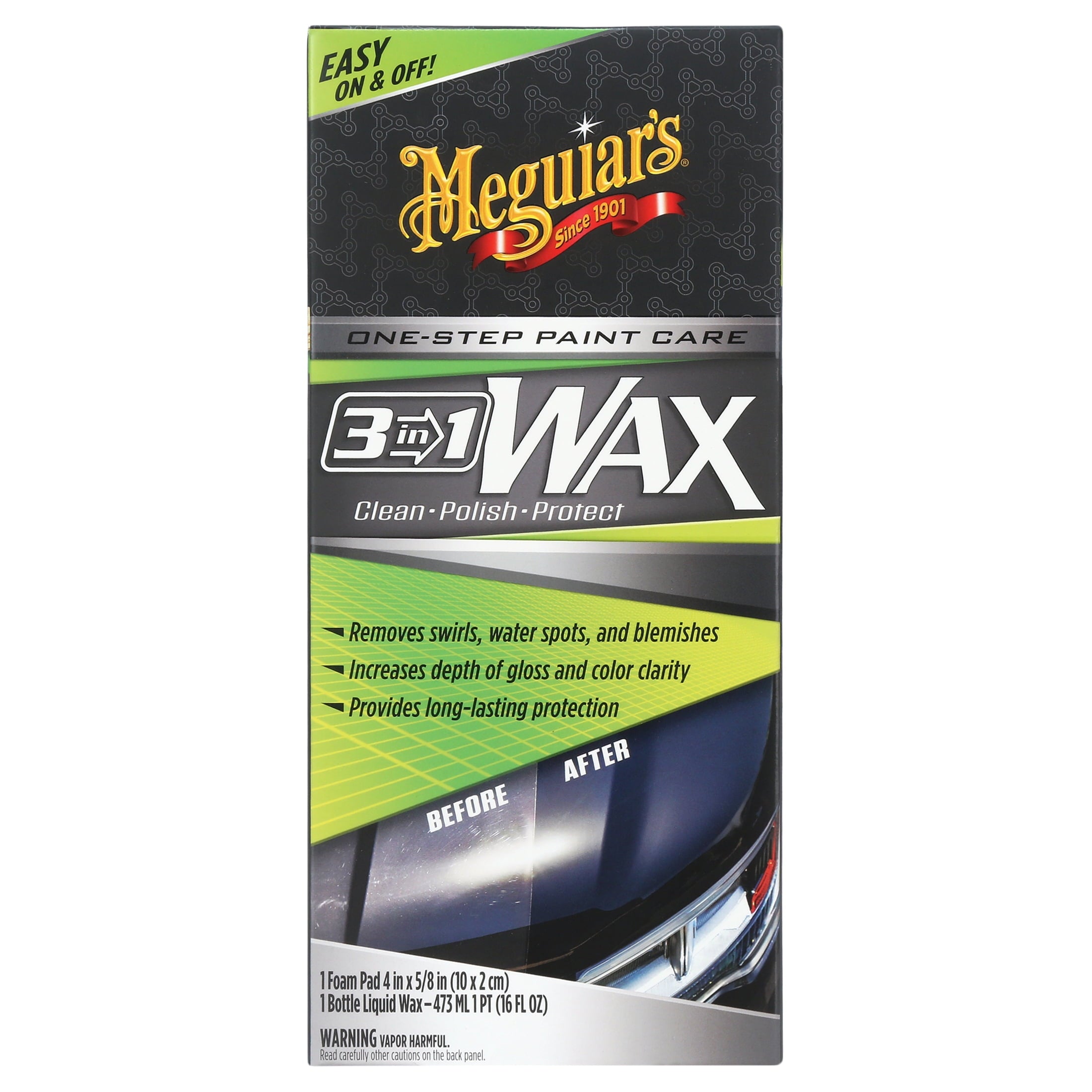 (2 pack) Meguiar's 3-in-1 Wax Car Waxes Automotive Waxes,1.25 lb, 1 Piece 1 Pack