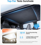 Wigoo Tesla Cybertruck Sunshade Roof [Never Sag, Nano Ice-Crystal Coatings] 3rd-Gen Heat Insulation Glass Roof Sun Shade, Accessories for Tesla Cybertruck 2023~2025, Tesla Interior Black