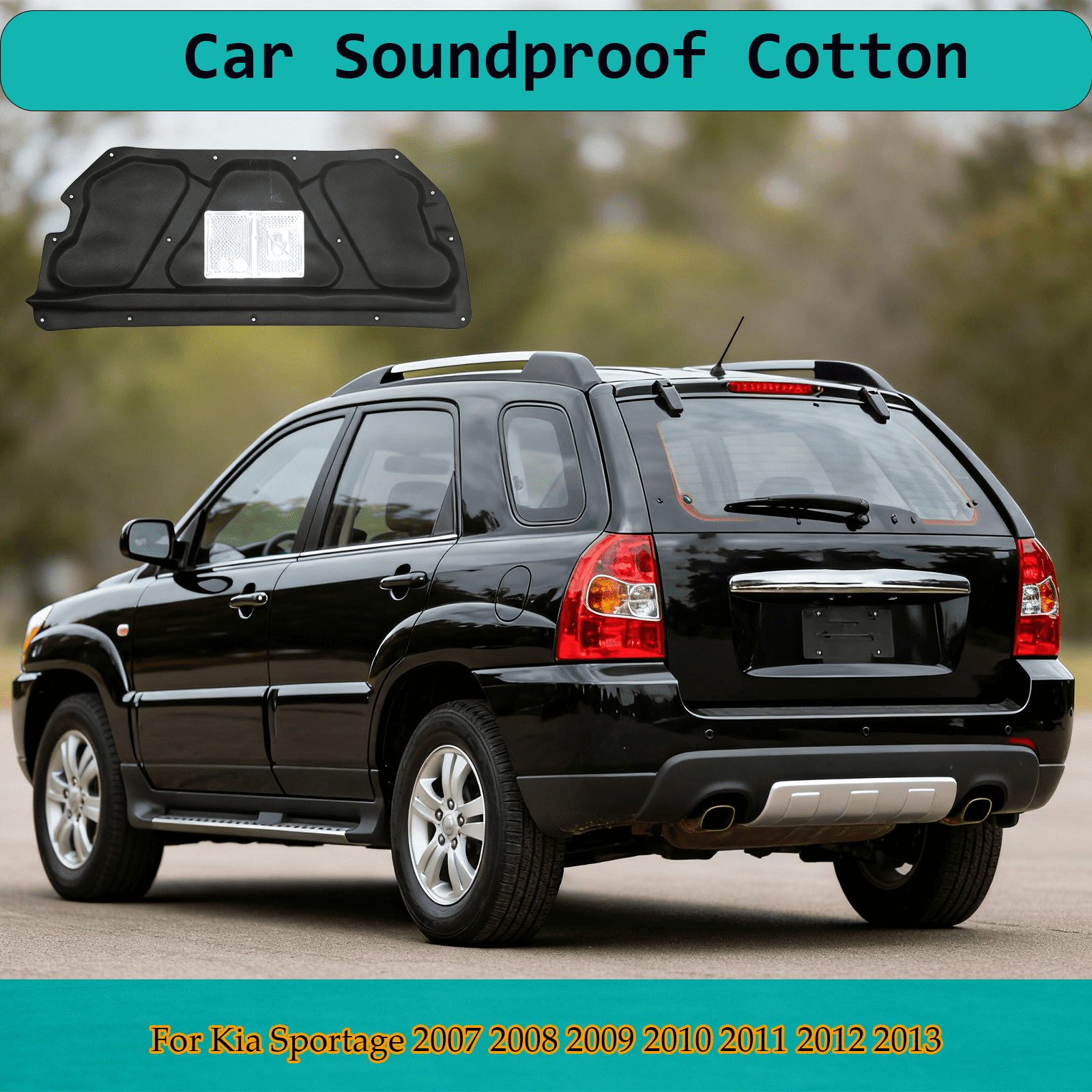 For Kia Sportage Car Hood Engine Insulation Pad,Aluminum Foil Heat,Heat Shield,Sound Deadening Mat,Soundproof Cotton Replacement Accessories Heat Sound Cover-2007-2013 With aluminum foil