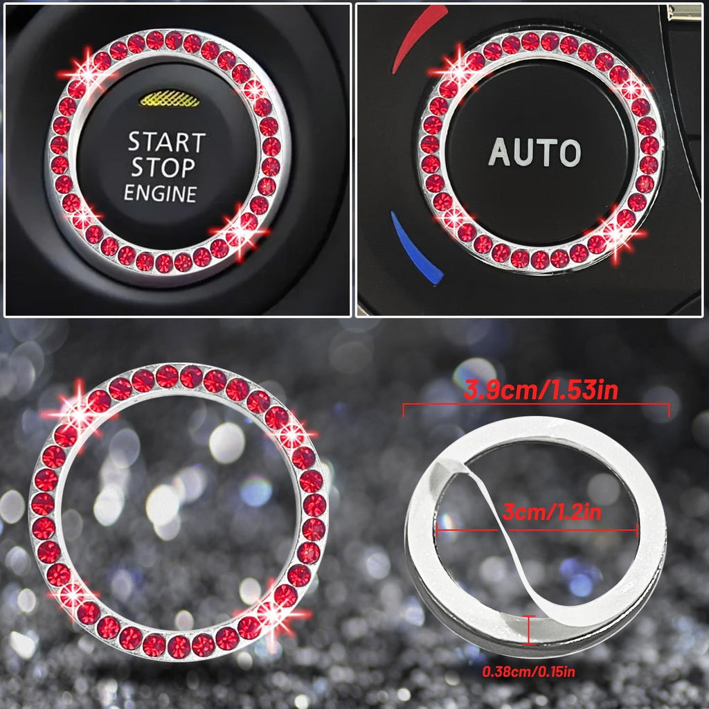 DEA 12 Pcs Bling Car Accessories Set for Women Car Floor Mats Full Set Steering Wheel Cover Seat Belt Covers Coasters Universal Fit Car SUV Truck Van Silver