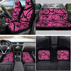 Yuyamidu Pink Gothic Car Accessories Sets Butterfly Car Seat Covers Car Floor Mats Steering Wheel Cover Seatbelt Shoulder Pad Handbrake Cover Gear Shift Knob Cover Coasters 15 PCS