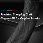 3D Embossed Custom Fit Steering Wheel Cover For Infiniti, Non-Slip Nappa Leather Wrap for Enhanced Grip & Comfort, Includes 2 Car Coasters & Fast Charging USB Cable Black