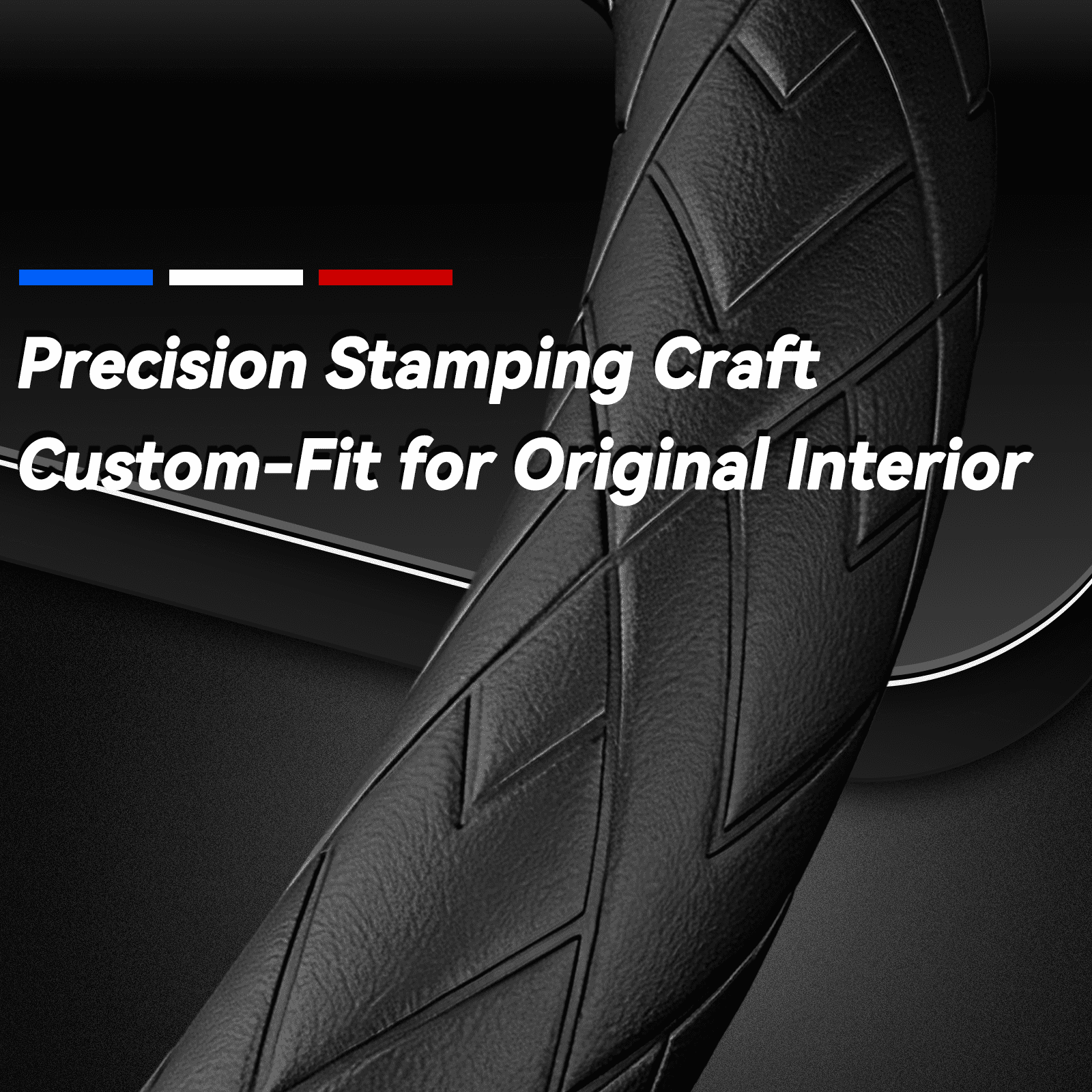 3D Embossed Custom Fit Steering Wheel Cover For Infiniti, Non-Slip Nappa Leather Wrap for Enhanced Grip & Comfort, Includes 2 Car Coasters & Fast Charging USB Cable Black