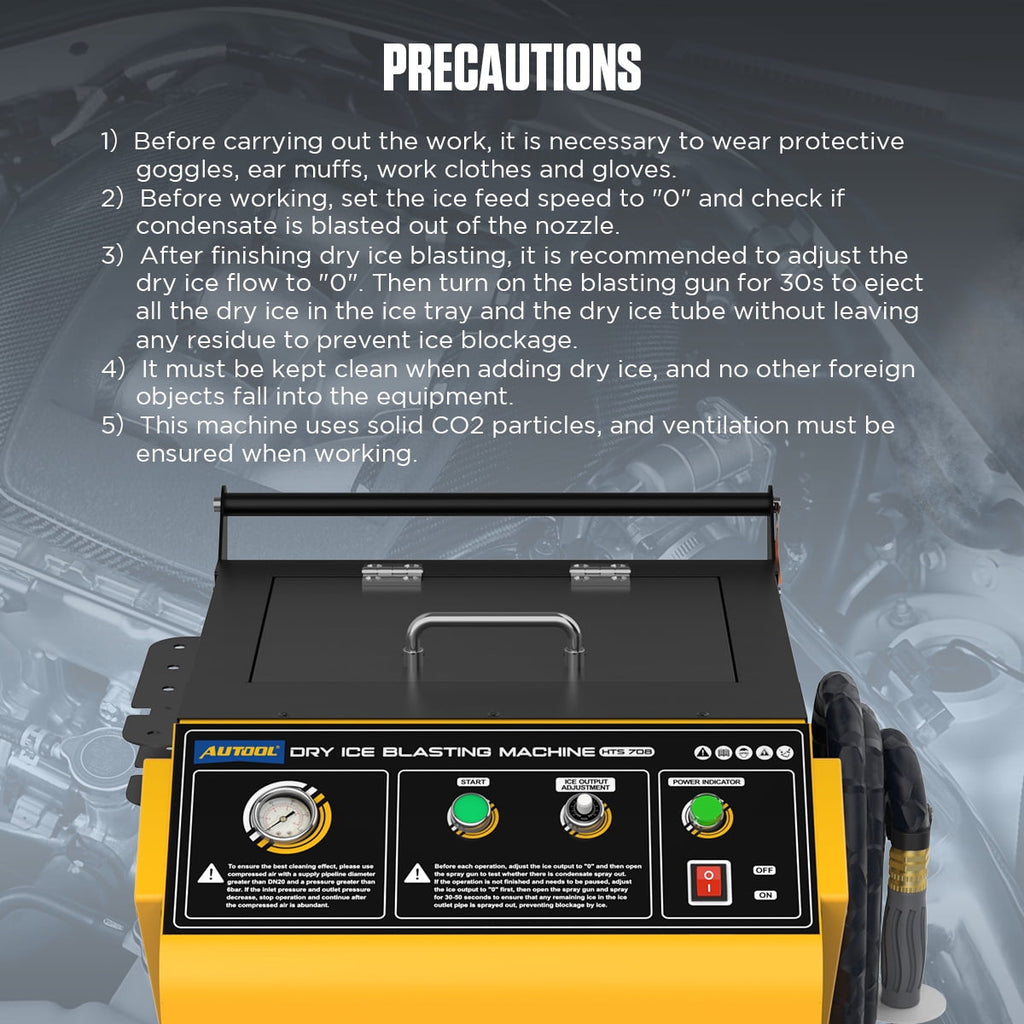 AUTOOL HTS708 Automotive Dry Ice Blasting Machine, 16.5LBS Capacity Dry Ice Engine Carbon Deposit Cleaning Exhaust Pipe Cleaner with 4 Nozzles, 550W No Disassembly