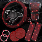DEA 12 Pcs Bling Car Accessories Set for Women Car Floor Mats Full Set Steering Wheel Cover Seat Belt Covers Coasters Universal Fit Car SUV Truck Van Silver
