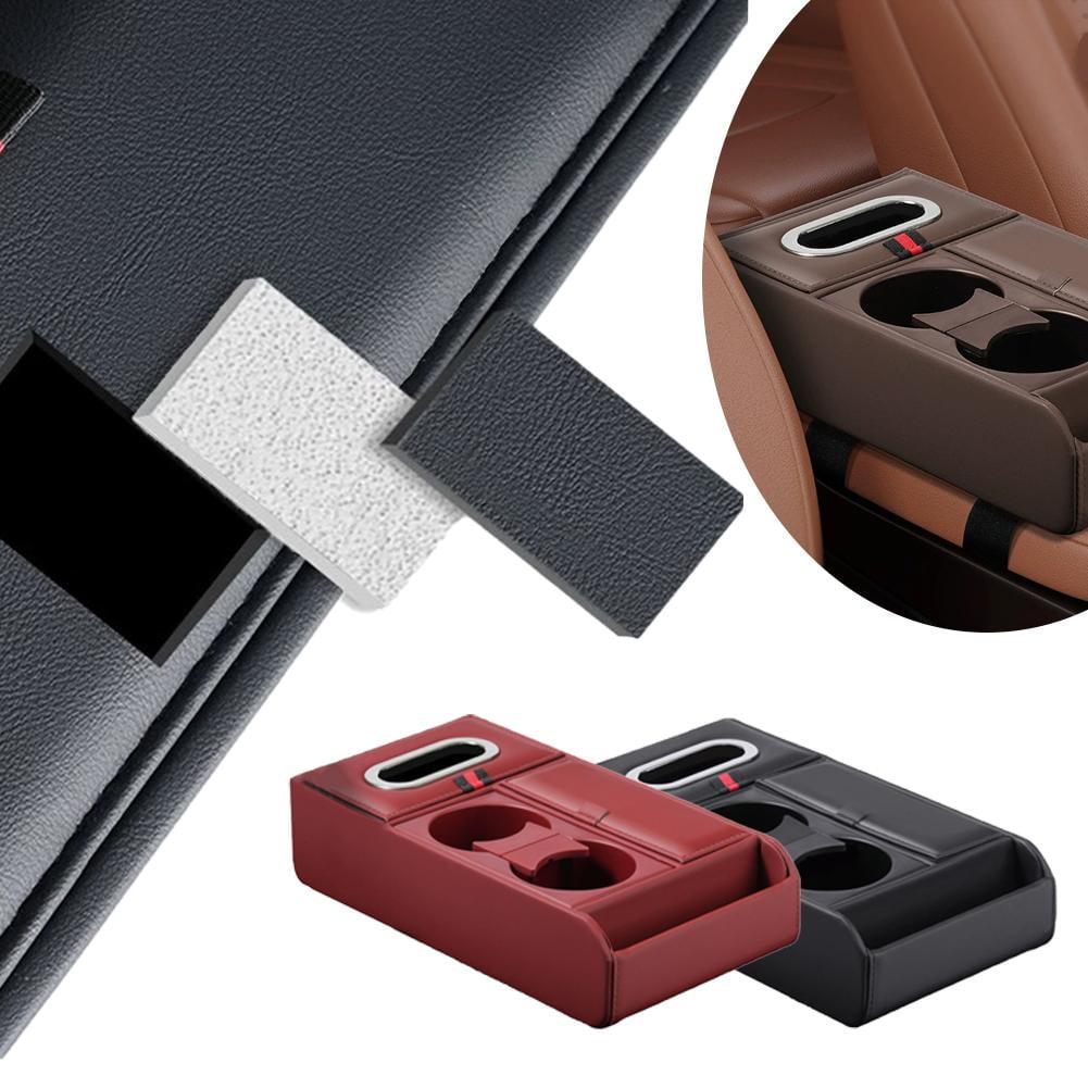 Car Seat Back Armrest Storage Box - Universal PU Leather Organizer with Cup Holder, Large Capacity for SUVs & Sedans