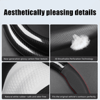 Flat Bottom Steering Wheel Cover, D Shaped Car Wheel Cover 14-14 1/4 in. (35.5-36 cm), for Tesla Model 3 / Y, for Camaro, Black Breathable Leather with Carbon Fiber Pattern