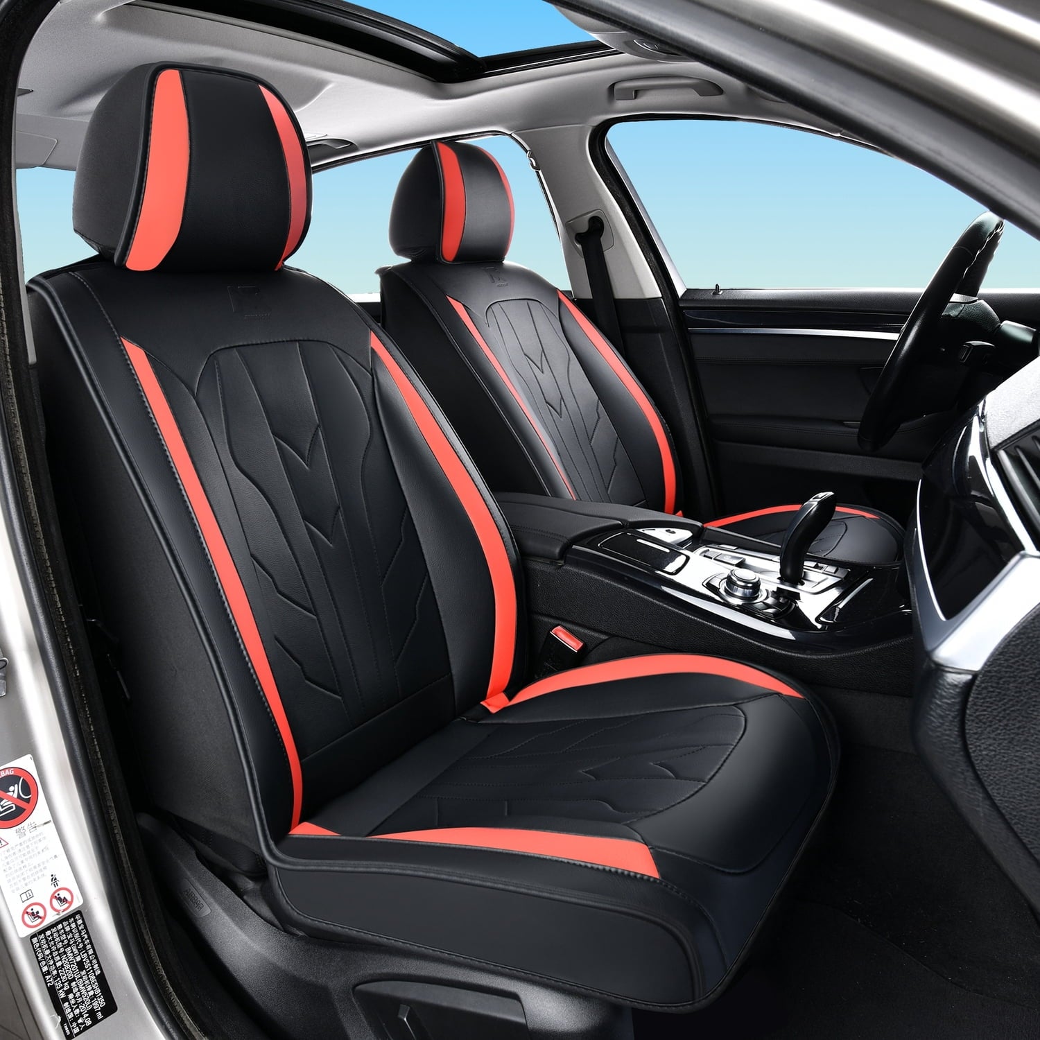 for Jeep Wrangler Unlimited Sport 2010-2022 Car Seat Cover, Waterproof PU Leather 5 Piece Full Set Non-slip Beautify Interior, Red Edge Car Seat Covers, Protect Car Seats