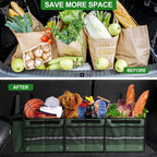 Car Trunk Organizer,Heavy Duty Collapsible Car Trunk Storage Organizer, with Insulated Leakproof Cooler Bag Car Cargo Trunk Organizer with Lid, 3 Compartments, with Straps For Car Suv/Jeep/Sedan