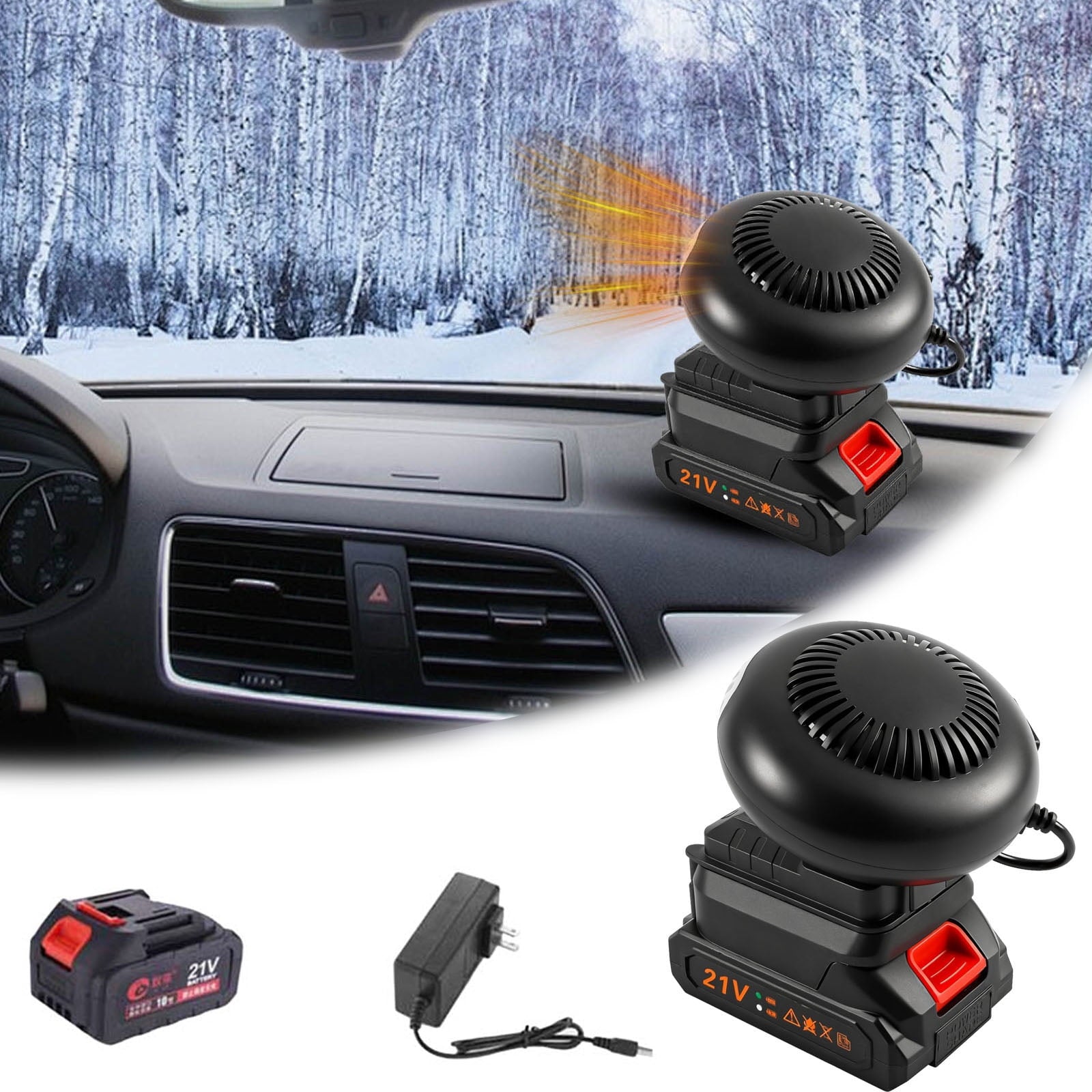 Portable Battery Operated Car Heater Car Window Defroster Space Heater with Anti Tilt Design Long Lasting Heating 1500mAh Li Battery Easily Fits into Any Room or Car for Office Indoor Use