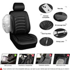 CAR GRAND Memory foam Leather seat covers Airy cool 3D Foam Water-resist Universal FIT leather car seat covers Front seat For Cars SUV Truck, Automotive seat protector Comfort faux Leather Black Gray