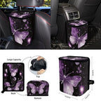 KUIFORTI 12 Pcs Butterfly Car Seat Covers and Accessories for Women, Steering Wheel Cover,Seat Belt Shoulder Pad Mirror Cover Coasters Car Auto Air Vent Keychain Chapstick Holder Car Trash Can