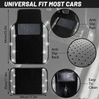 DEA 12 Pcs Bling Car Accessories Set for Women Car Floor Mats Full Set Steering Wheel Cover Seat Belt Covers Coasters Universal Fit Car SUV Truck Van Silver