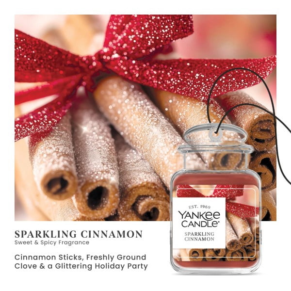Yankee Candle Car Jar Ultimate Hanging Car Air Fresheners, Sparkling Cinnamon, 0.96 oz (Pack of 6)