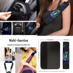 Jeiento Hippie Mushroom Car Seat Cover Full Set of 13 Steering Wheel Cover Seatbelt Pads Auto Armrest Cover Coasters Key Chain for Van SUV Sedan Truck